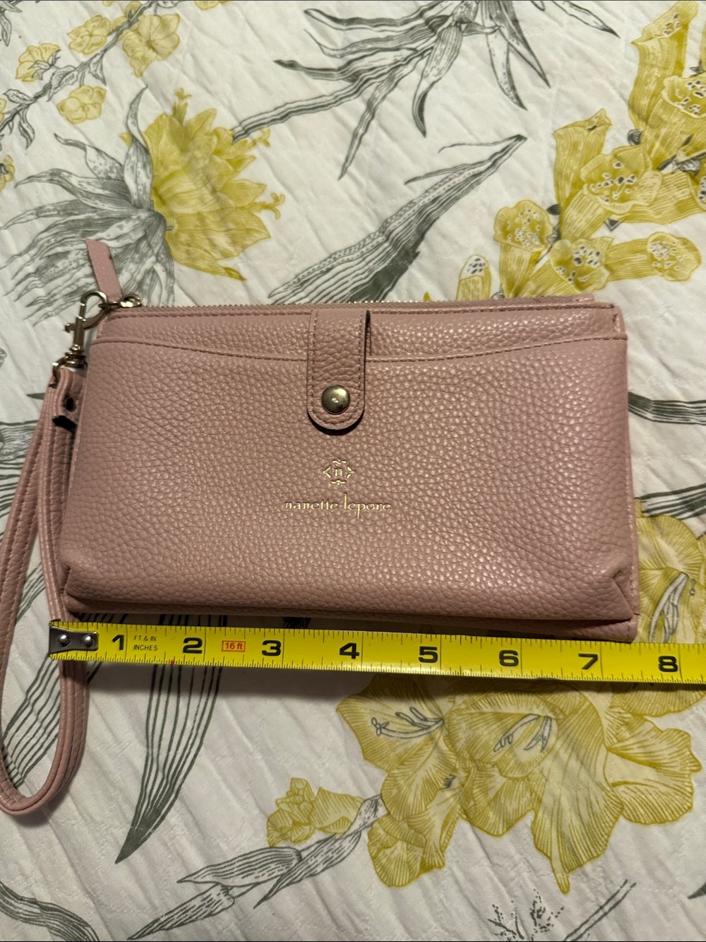 Nanette Lepore Dusty Pink Pebbled Wristlet Clutch